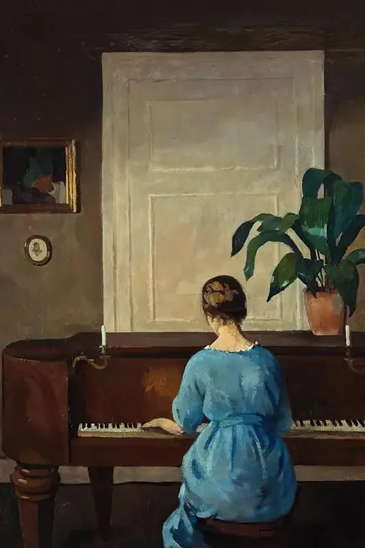 Vintage Piano Girl Aesthetic Canvas Wall Art Poster Print Canvas Wall Art Qst 5 40x50cm Unframed