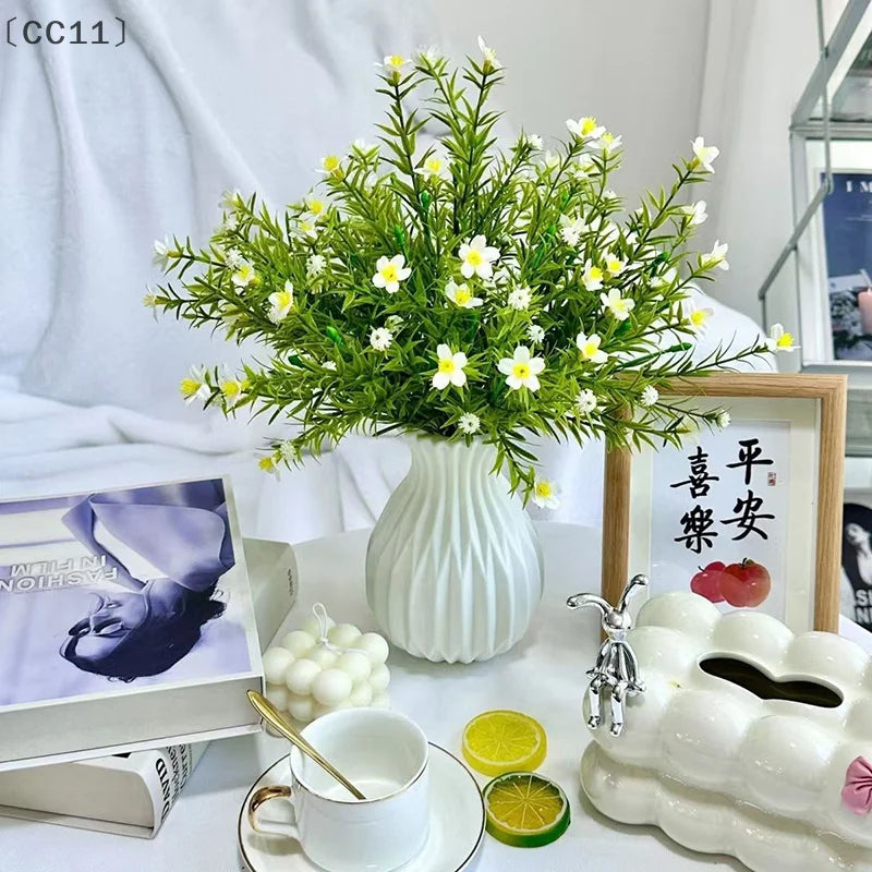 Nordic Ceramic-Look Plastic Flower Vase | Living Room Decor Decorative Vase Qme