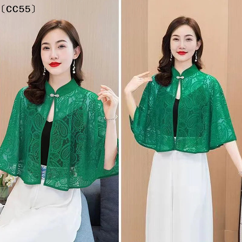 Women's Lace Shawl Cardigan – All-Season Poncho Cover-Up Lace Shawl Cardigan Qst