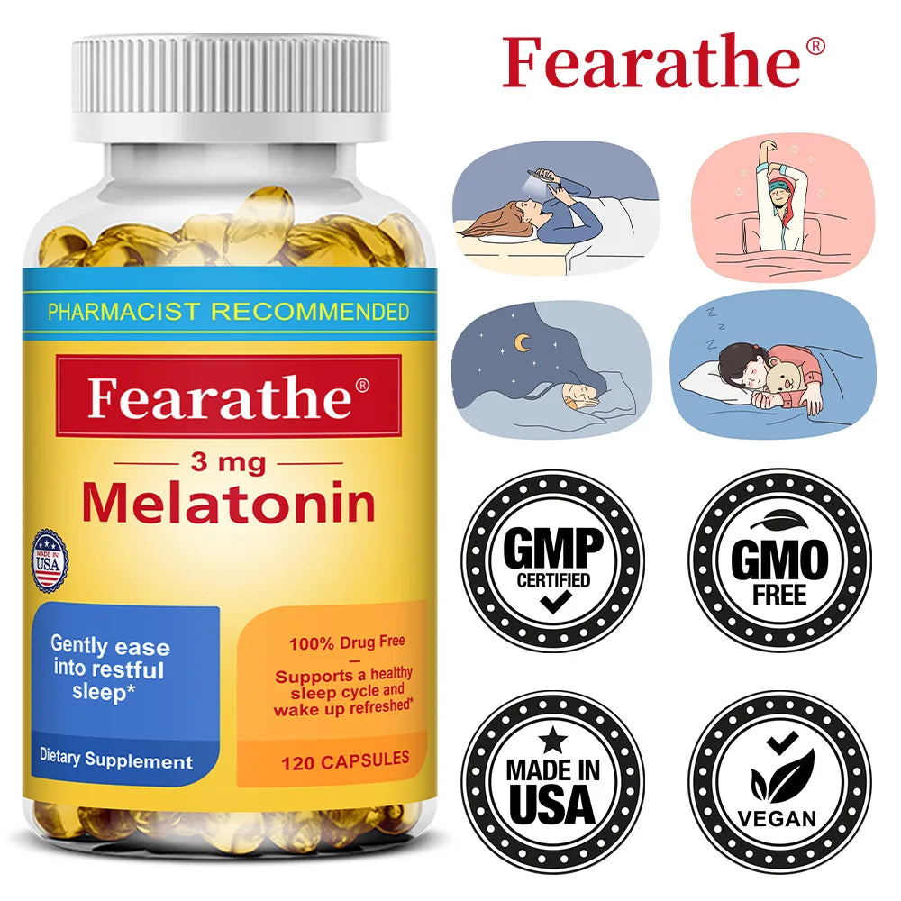 Fearathe Melatonin Capsules 3mg – Sleep Wellness Supplement Sleep Supplement Qst