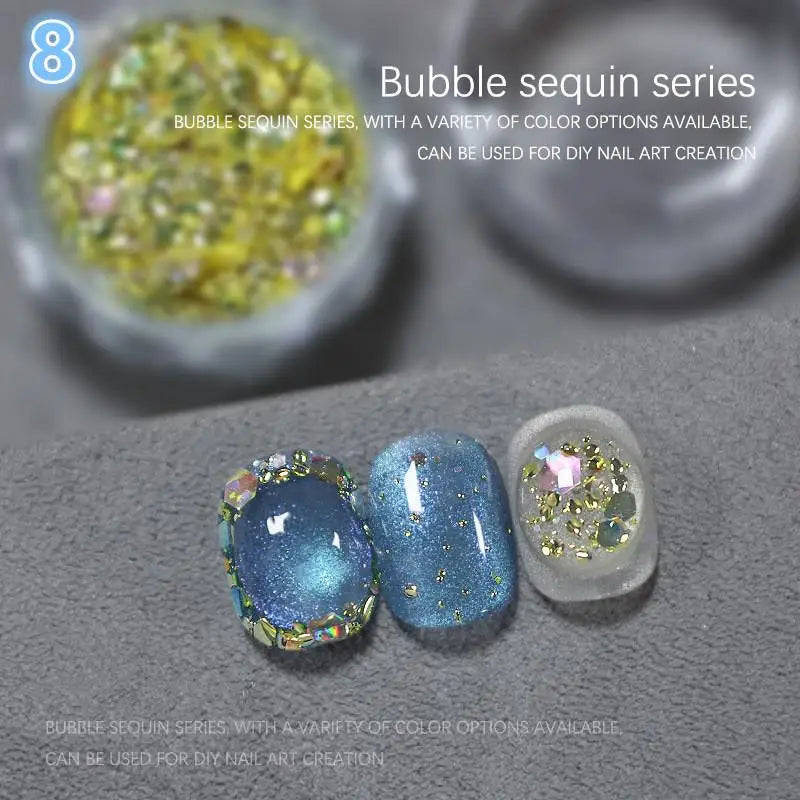 Hexagonal Glitter Sequin Nail Art Jar – Bubble & Mixed Glitter Nail Art Glitter Qst 8