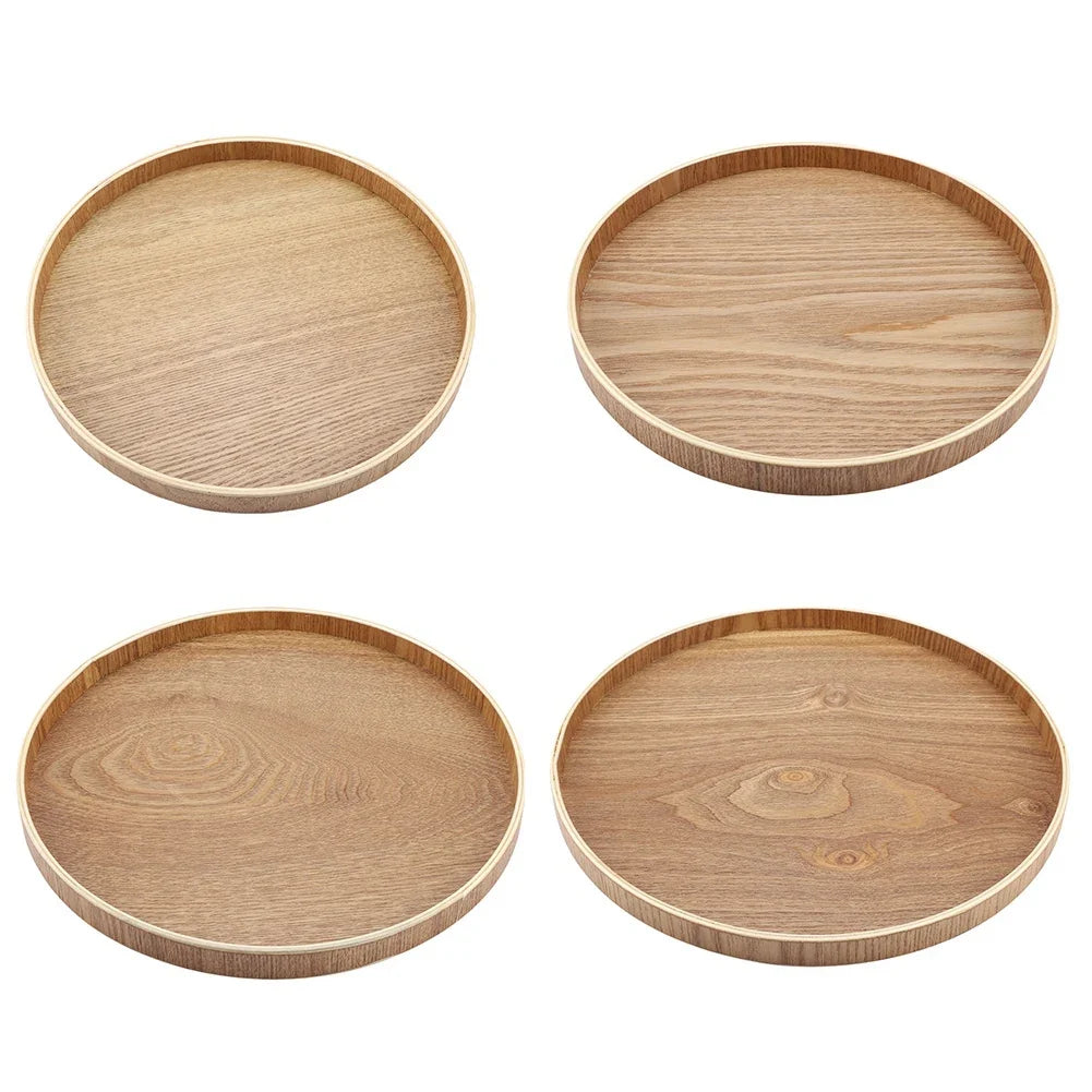 Nordic Round Wooden Serving Tray – Coffee, Fruits & Candies Wooden Serving Tray Qme