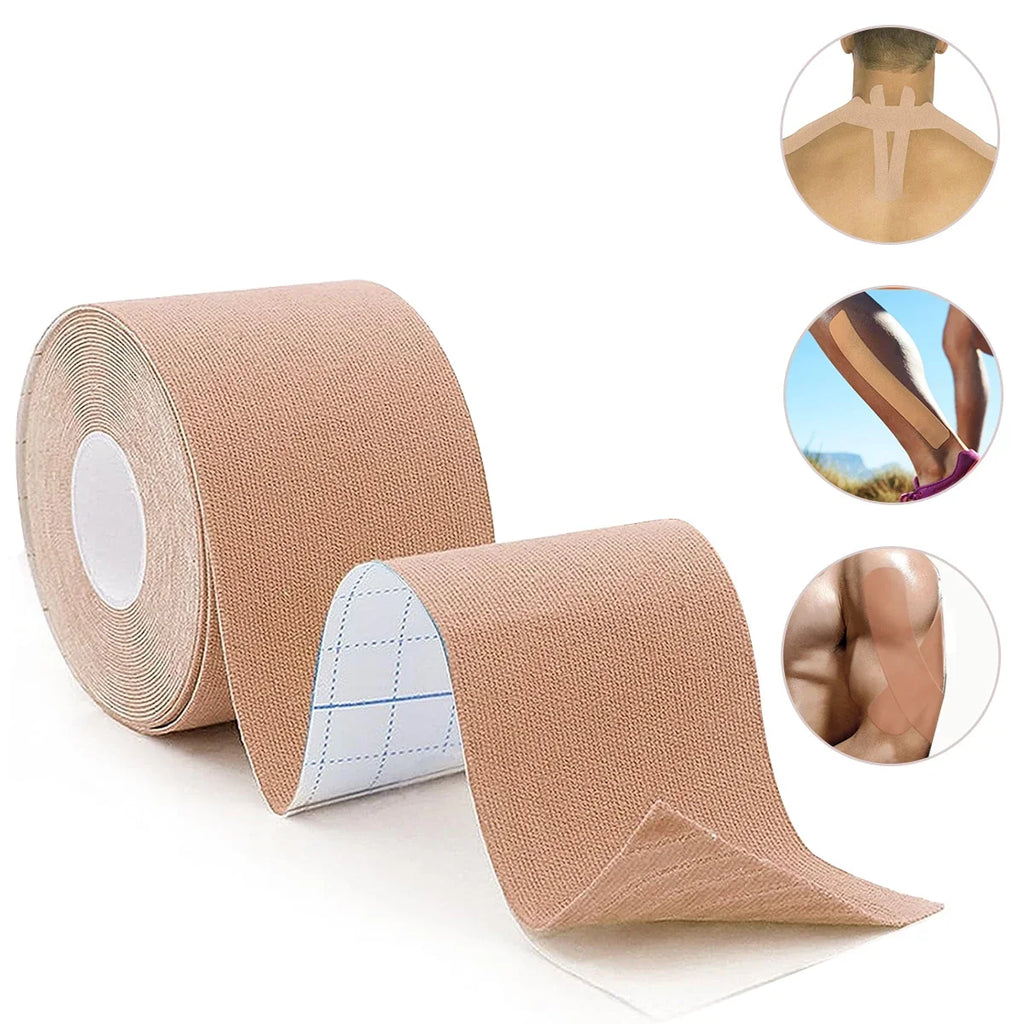 Kinesiology Tape – Elastic Breathable Sports Bandage 5cm Kinesiology Sports Tape Qme Beige 1PC-5cmX5m