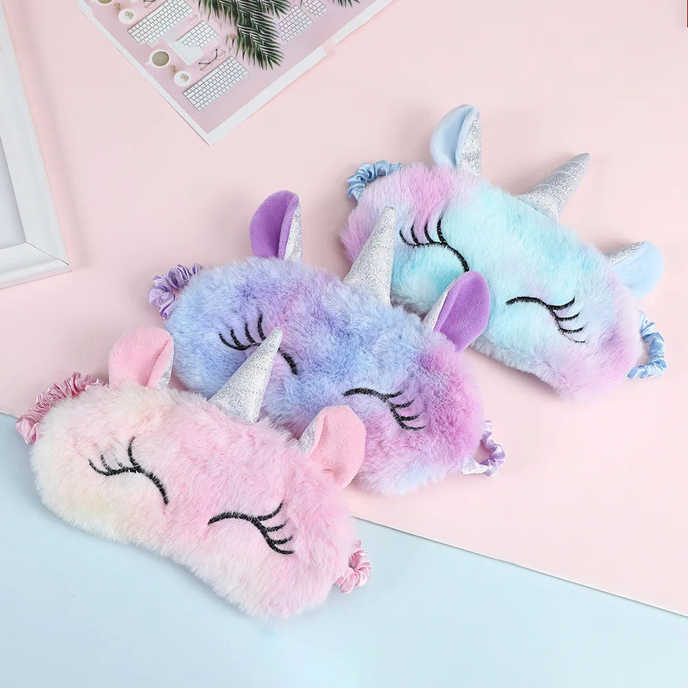 Unicorn Plush Sleep Mask for Kids & Adults – Cute Eye Mask Plush Sleep Mask Qst