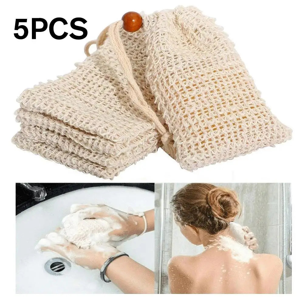 Natural Cotton Linen Soap Saver Bag | Mesh Exfoliator Pouch 5pk Soap Saver Bag Qme