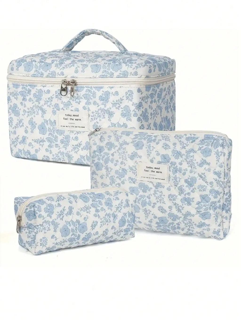 Large Capacity Cotton Makeup Bag – Checkered Flower Design Makeup Bag Qme