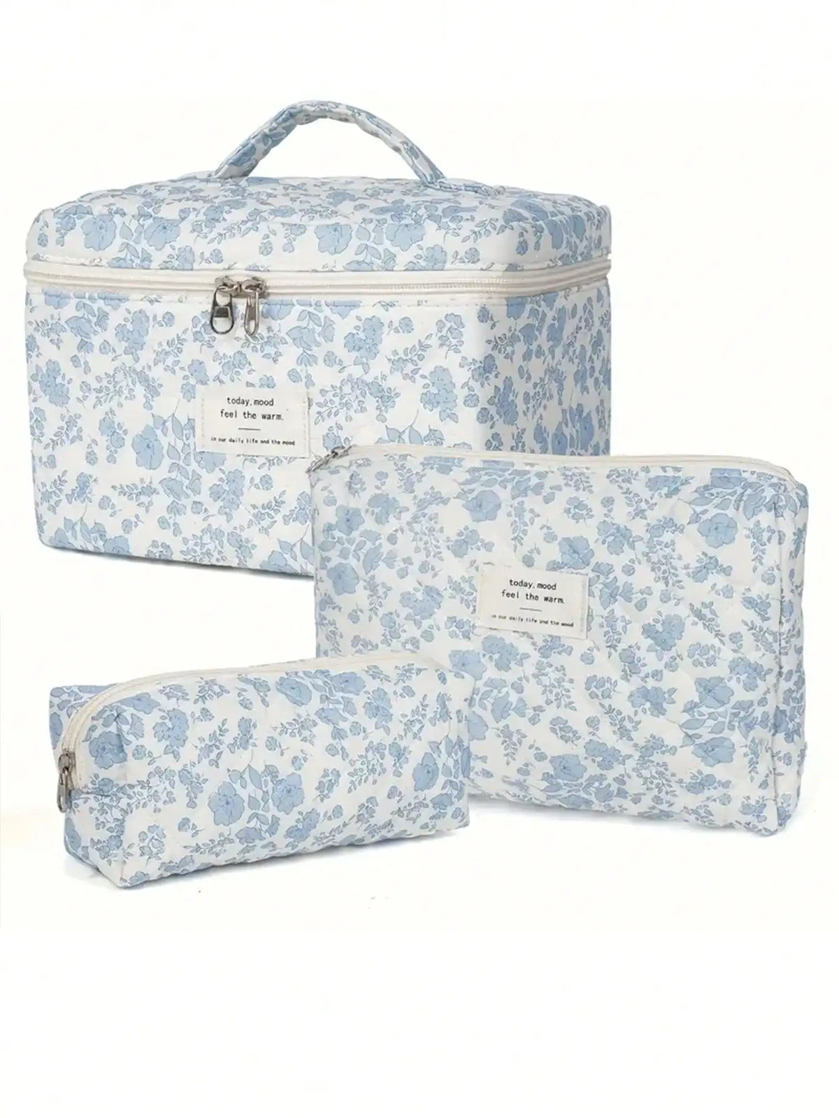 Large Capacity Cotton Makeup Bag – Checkered Flower Design Makeup Bag Qme