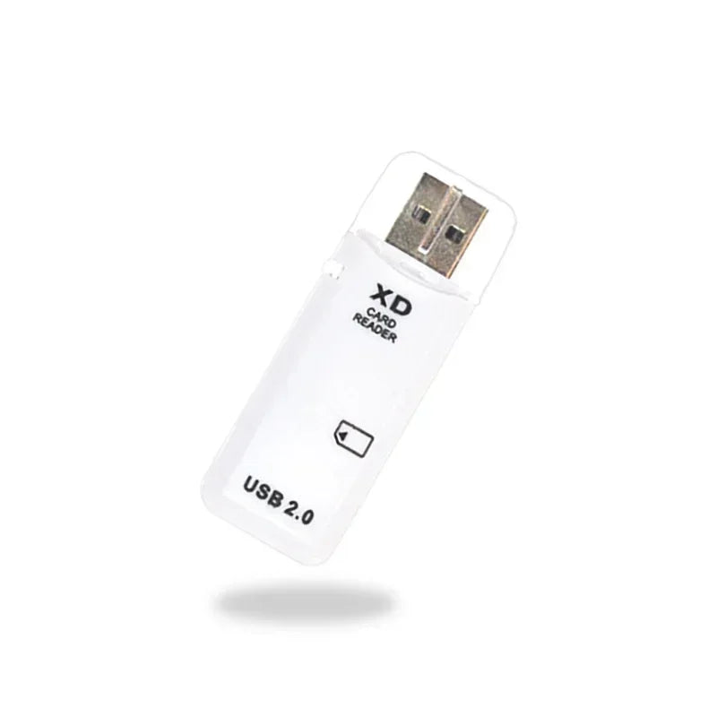 USB 2.0 XD Card Reader – Portable High-Speed Single-Port Memory Card Reader Qme white