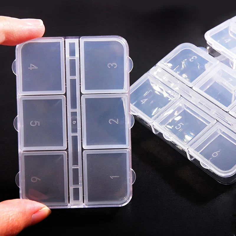 6-Grid Transparent Plastic Organizer Box | Craft & Jewelry Storage Plastic Storage Box Qme