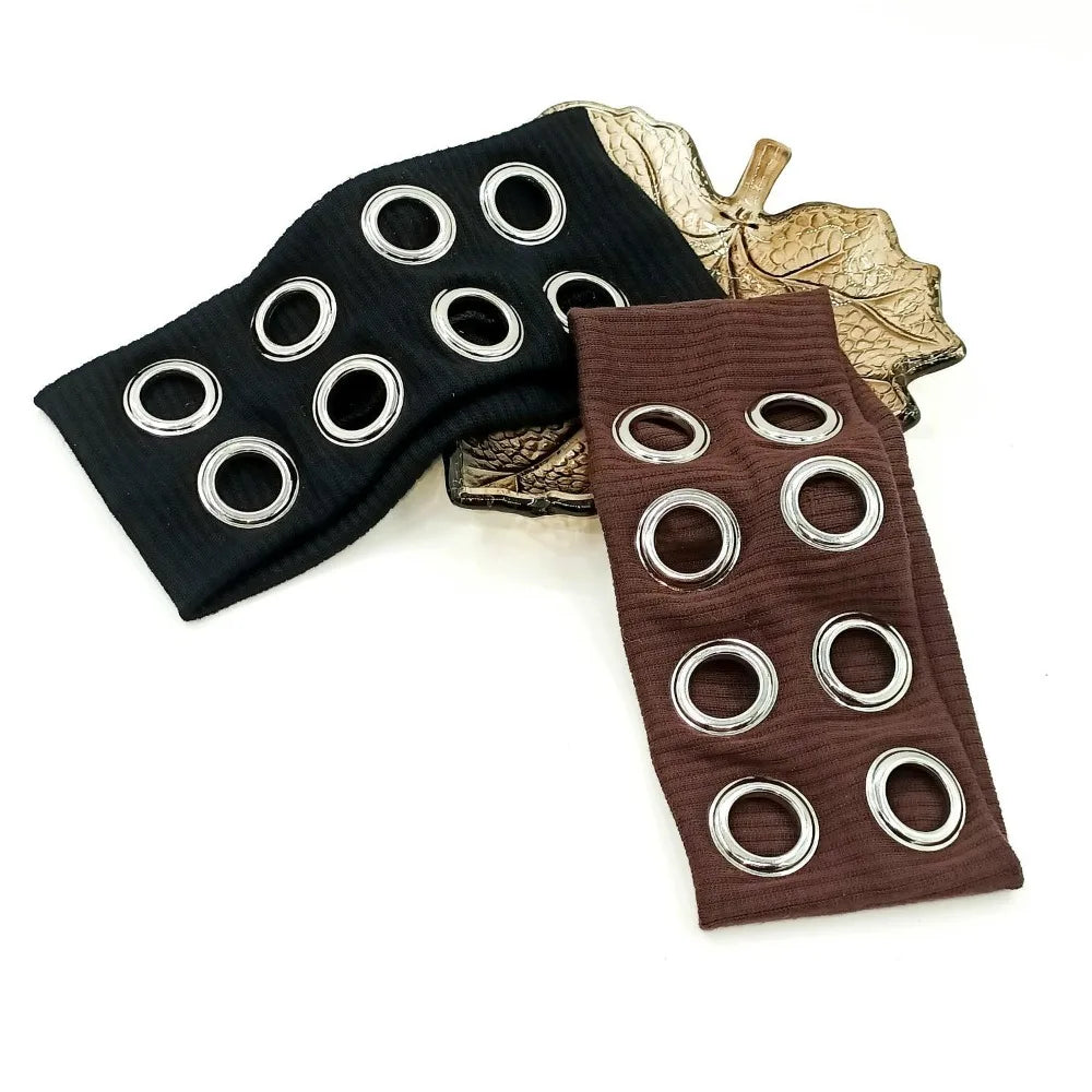 Stretchy Steampunk Headband | Metal Eyelets Hollowed Headwrap Steampunk Headband Qme