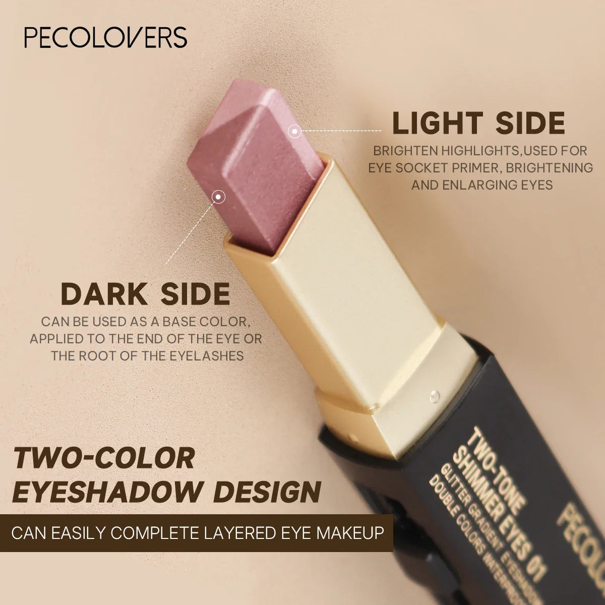 Qme Glitter Eyeshadow Stick | Dual-Tone Push-Pull | 6 Colors Glitter Eyeshadow Stick Qme