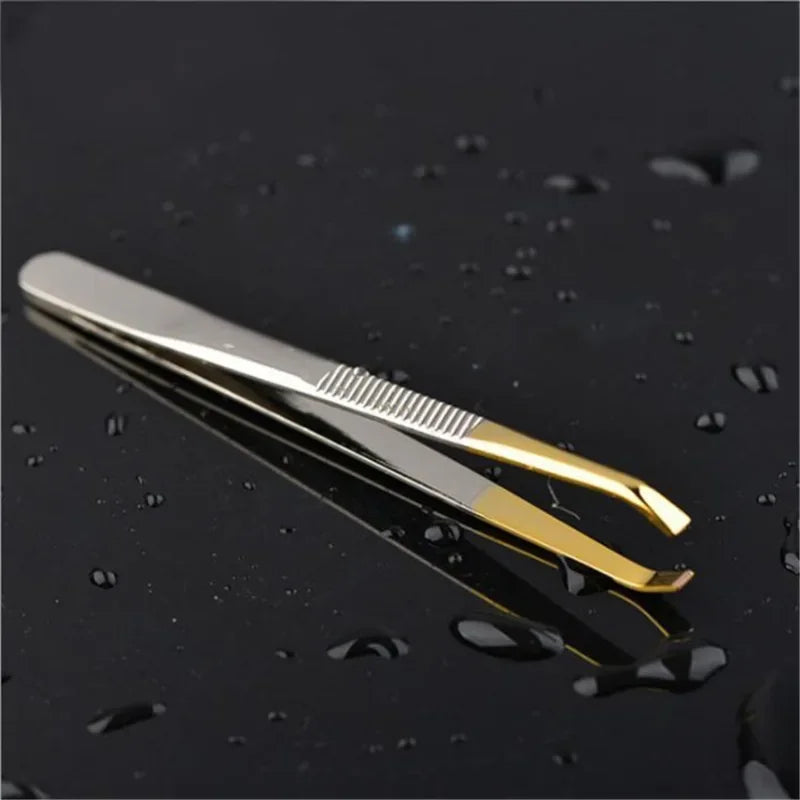 Stainless Steel Slant Eyebrow Tweezers – Precision Hair Removal Eyebrow Tweezers Qme