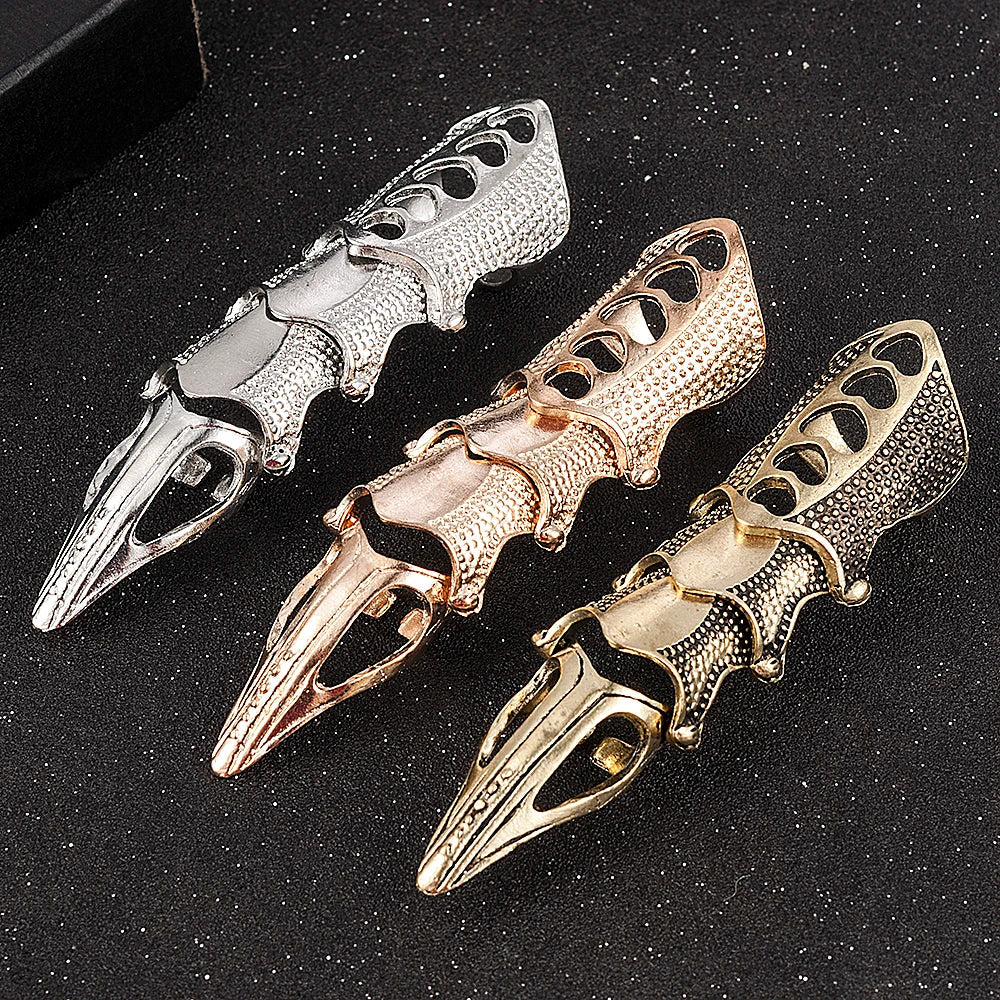 Gothic Scroll Armor Full Finger Knuckle Ring | Metal Hip Hop Armor Knuckle Ring Qme