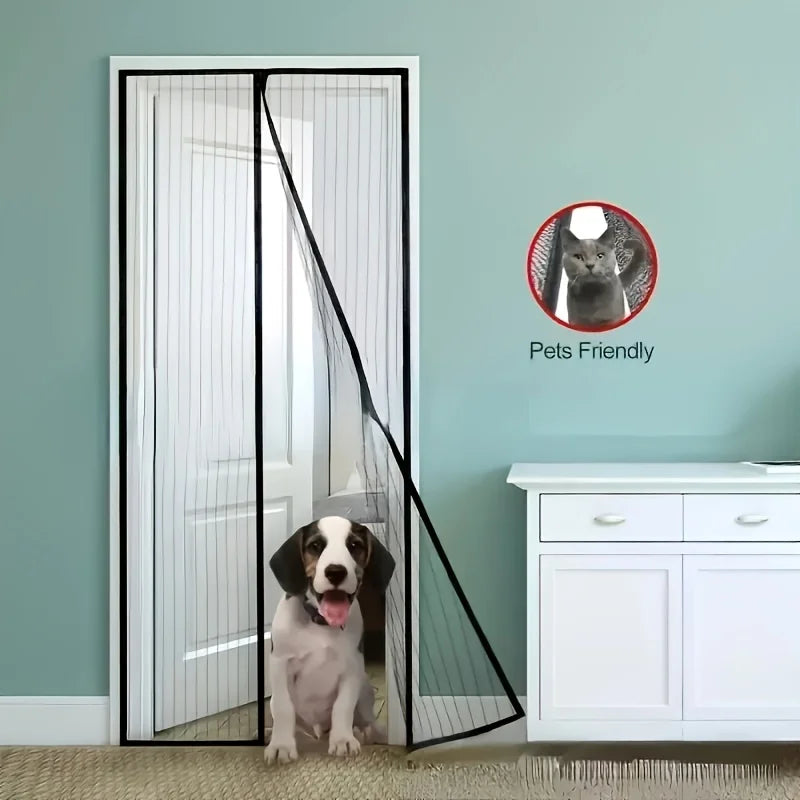 Magnetic Mosquito Screen Door Curtain – Black & Gold Slats Magnetic Door Screen Qme
