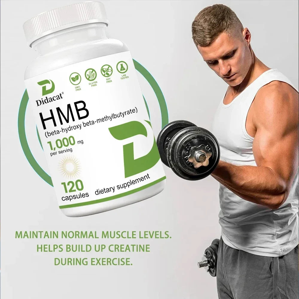 HMB 1000mg Muscle & Energy Supplement – Non-GMO, Gluten Free Sports Supplement Qst