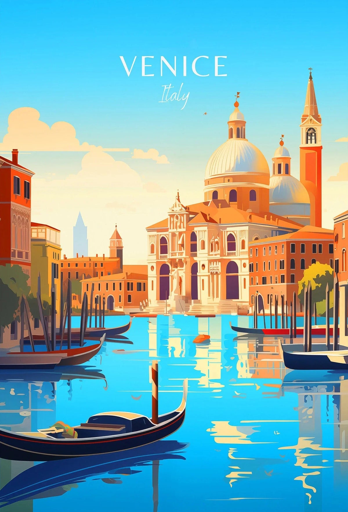 Italy City Canvas Wall Art – Colorful Fantasy Travel Poster Canvas Wall Art Qst
