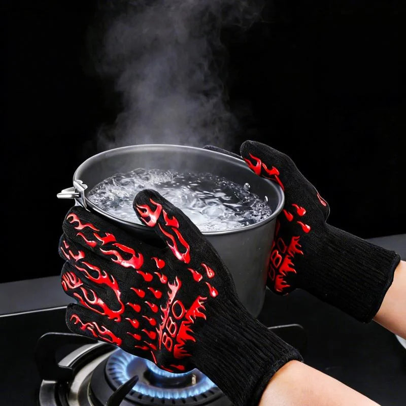 Silicone BBQ Oven Gloves – Heat & Cut Resistant, Non-Slip BBQ Oven Gloves Qst