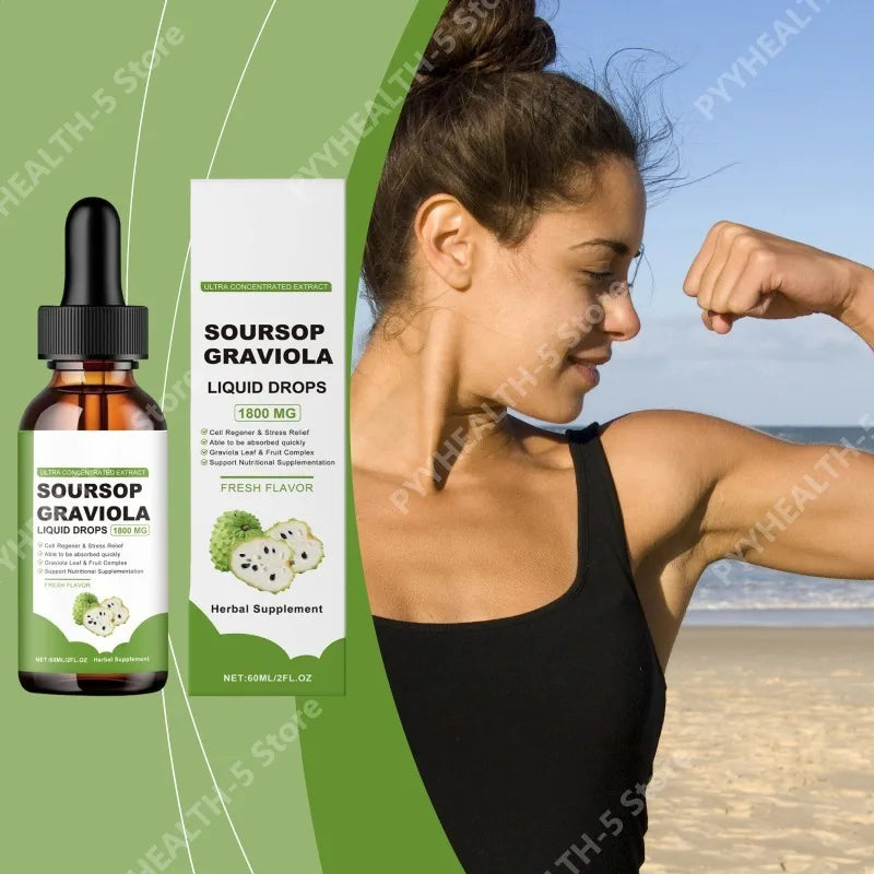 Soursop Graviola Extract Drops – 60ml Liquid Herbal Supplement Herbal Liquid Supplement Qst