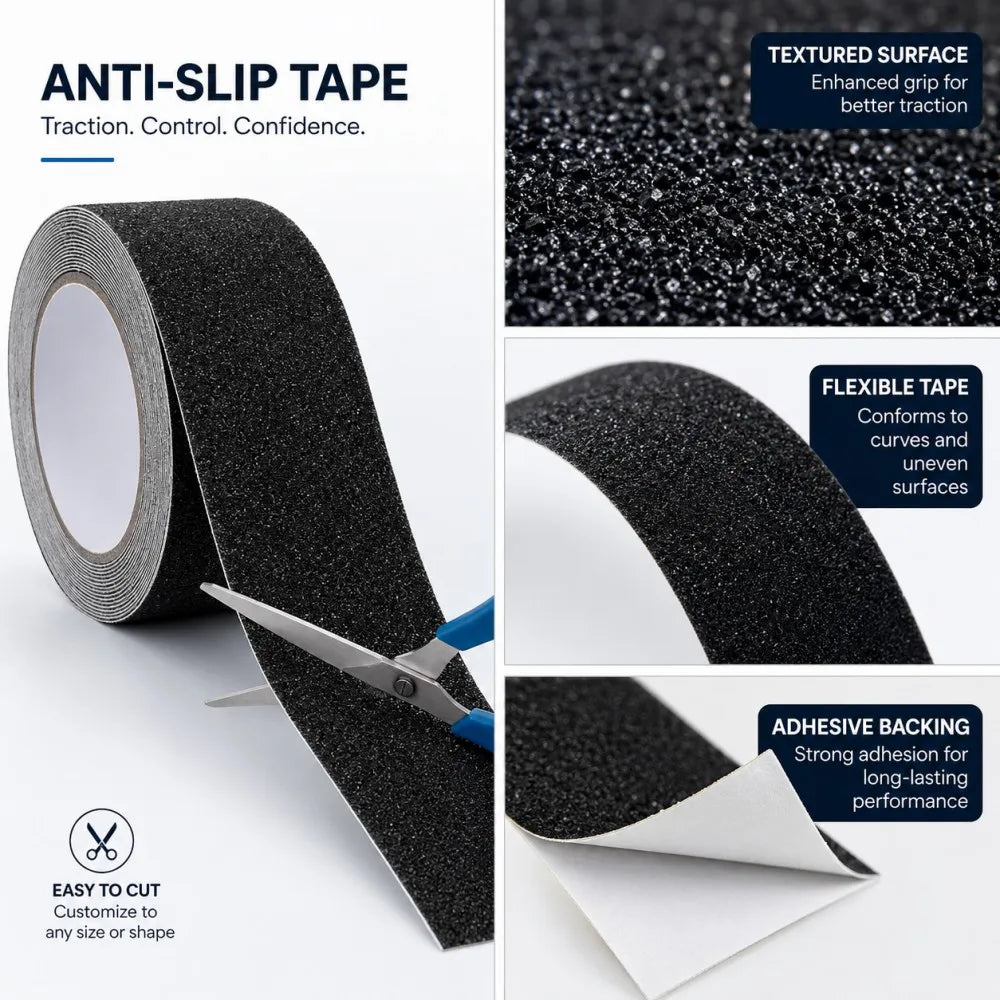 5M Self-Adhesive Non-Slip Grip Tape for Shower, Stairs & Floor Non-Slip Safety Tape Qme