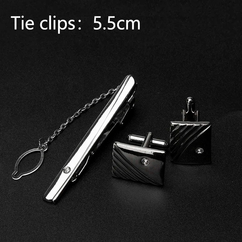 Men's Metal Tie Clip & Cufflinks Set – Classic Formal Accessories Tie Clip Cufflinks Set Qme A-5