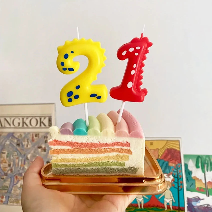 Dinosaur Number Birthday Candles – Cartoon Cake Topper Birthday Number Candles Qst