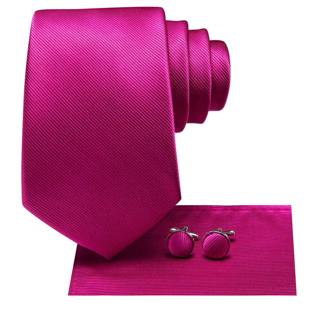 Hi-Tie Men's Silk Jacquard Necktie – Solid Pink & Green Silk Jacquard Necktie Qme