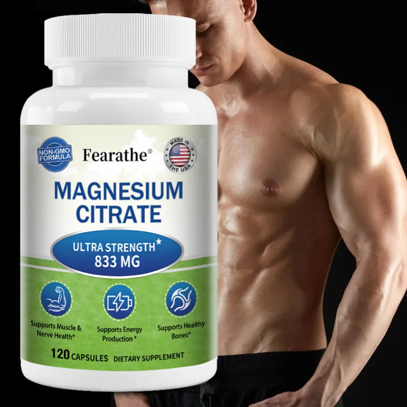 Fearathe Magnesium Citrate Capsules – Highly Absorbable Mineral Supplement Qst