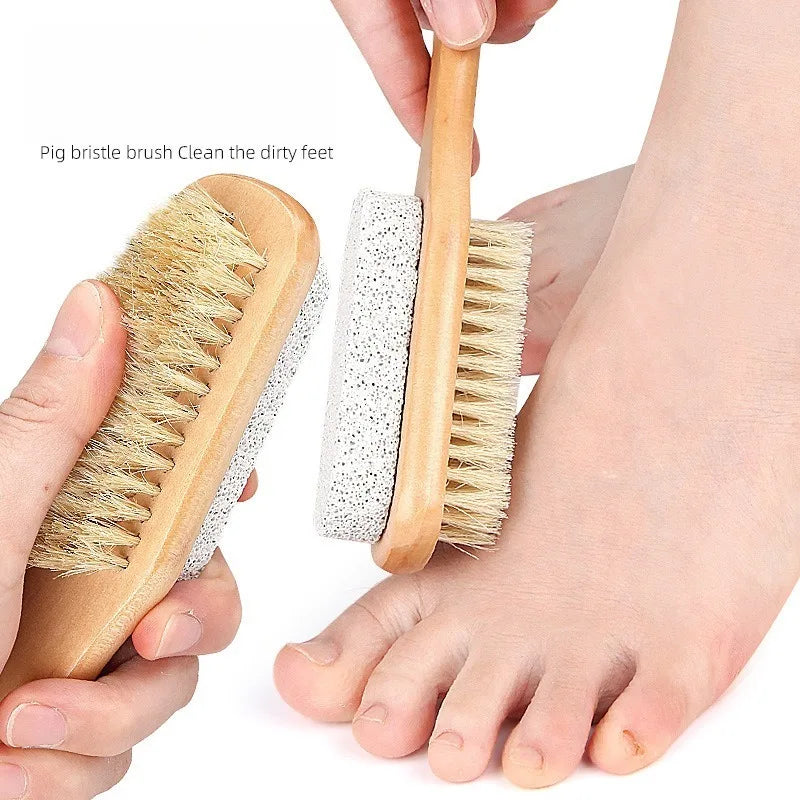 2-Sided Body Brush & Foot File Dry Wet Exfoliating Scrubber Body Exfoliating Brush Qme