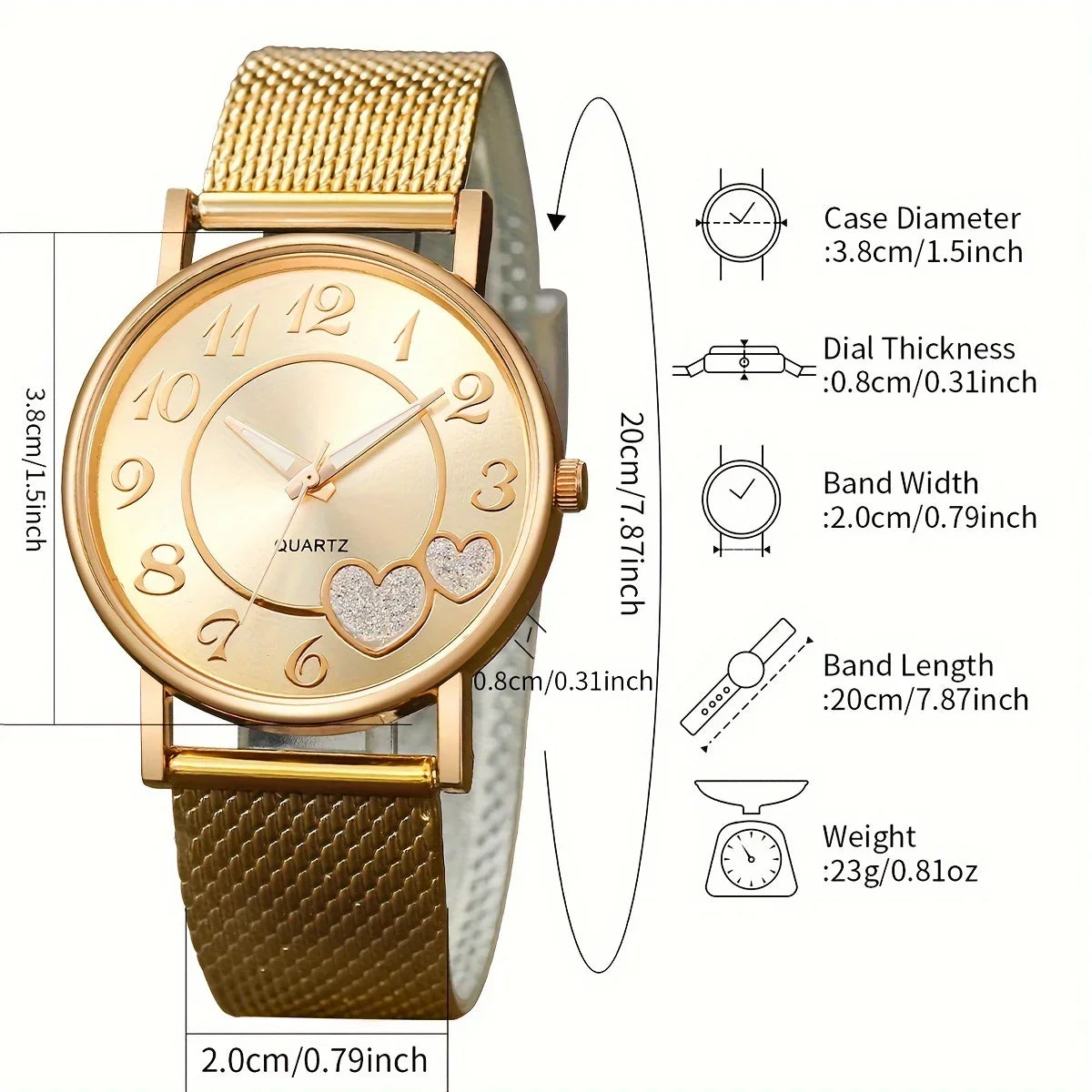 6-Piece Women's Heart Analog Watch & Butterfly Jewelry Set Fashion Watch Set Qme
