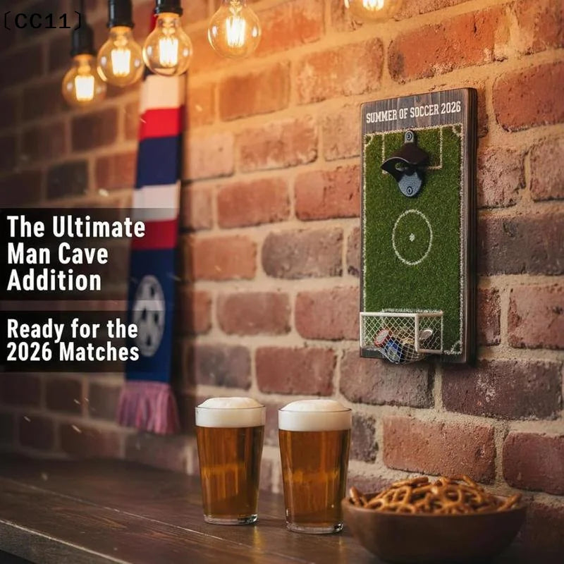 Soccer Field Wall-Mounted Bottle Opener with Magnetic Cap Catcher Wall-Mounted Bottle Opener Qme