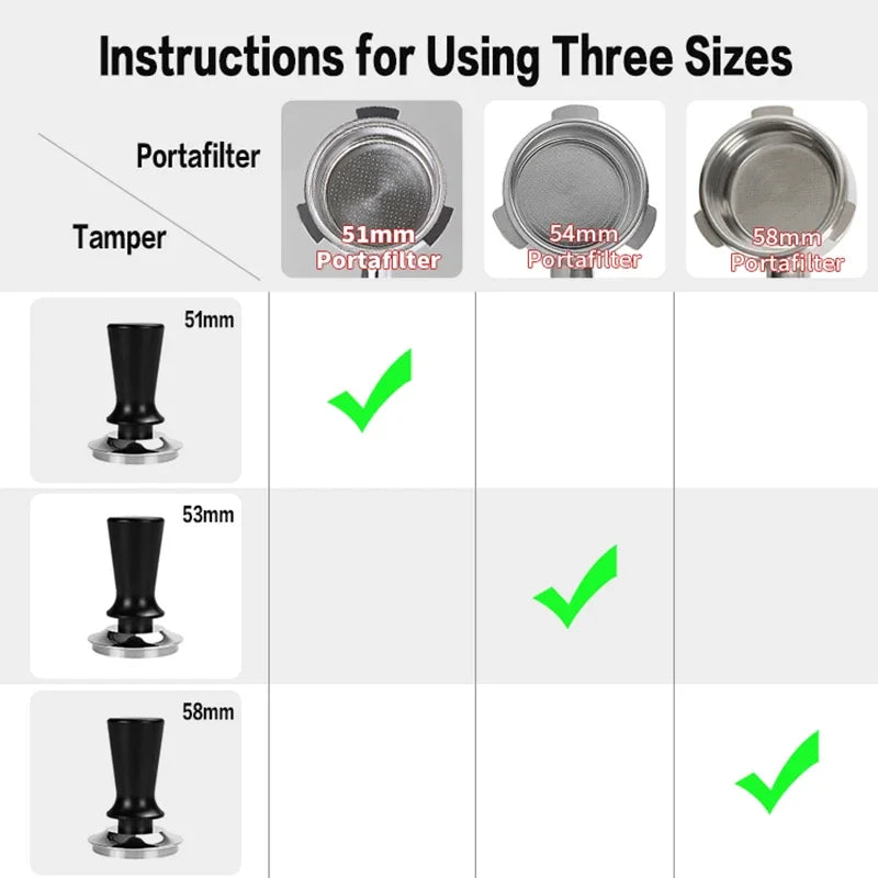 30LB Calibrated Espresso Tamper 51mm 53mm 58mm – Constant Pressure Espresso Tamper Qst