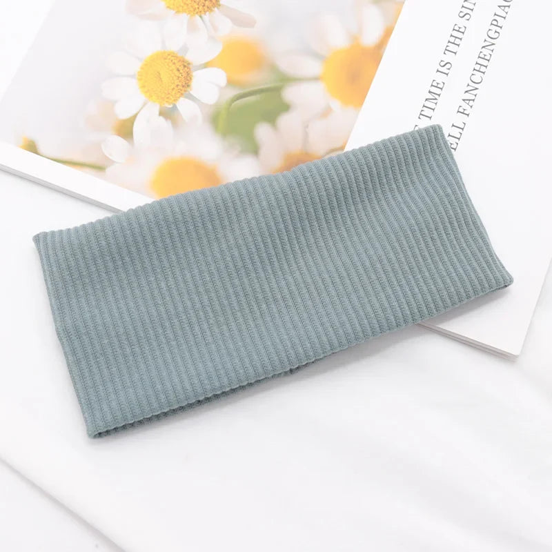 Women's Wide Elastic Headband – Organic Cotton Makeup Hair Hoop Wide Elastic Headband Qme Cyan One Size