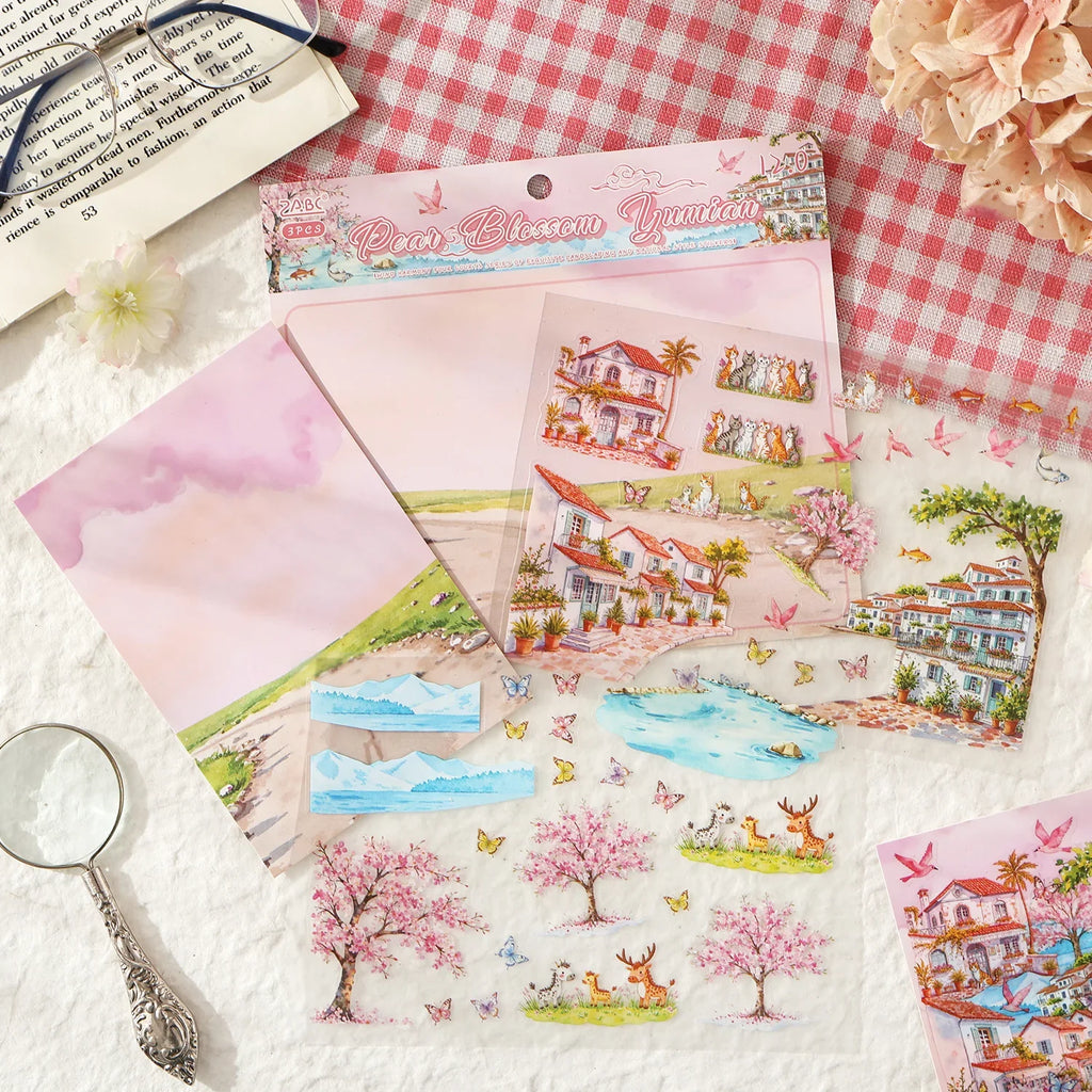 Four Seasons PET Die Cut Stickers for Scrapbook & Diary Die Cut Sticker Pack Qme