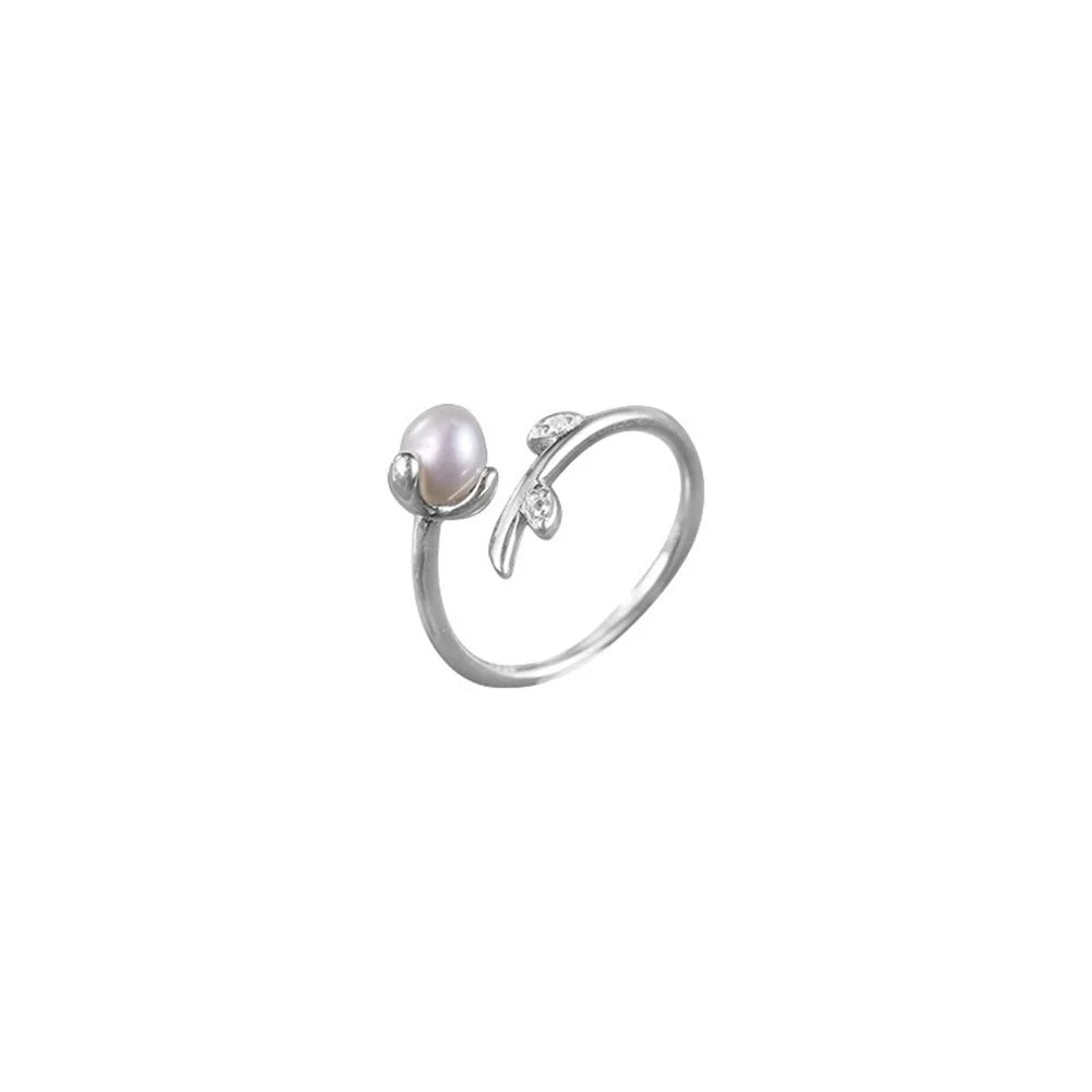Imitation Pearl Sprouting Open Ring – Women's Casual Jewelry Fashion Ring Qme