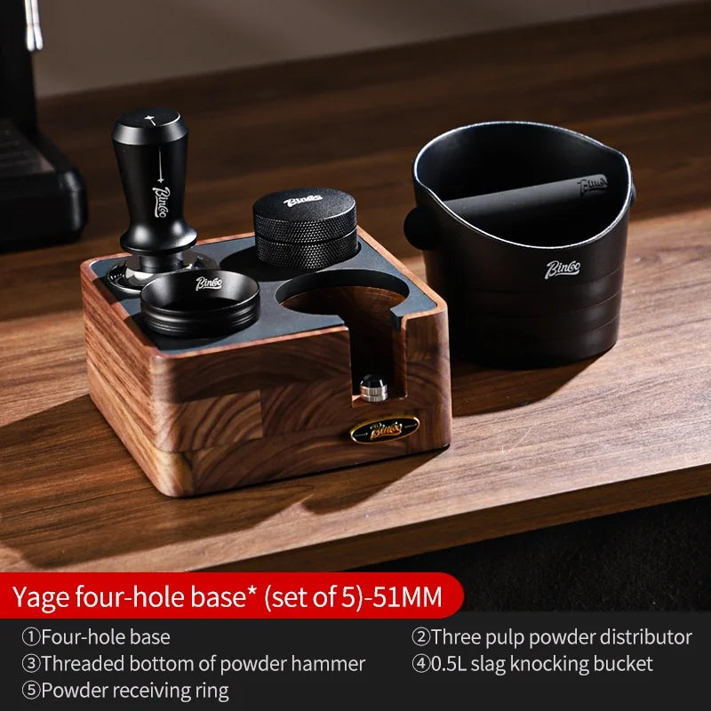 BINCOO 51/58mm Portafilter Storage Base Tamper & Distributor Set Espresso Barista Tool Set Qst 5 Pcs-51MM-B7