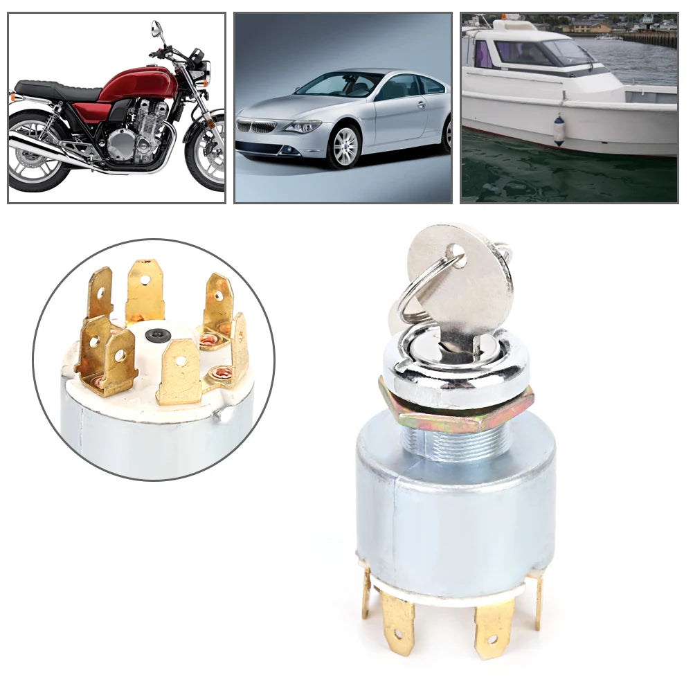 12V 4-Position Ignition Switch Lock with Keys – Car Motorcycle Boat Ignition Switch Lock Qst
