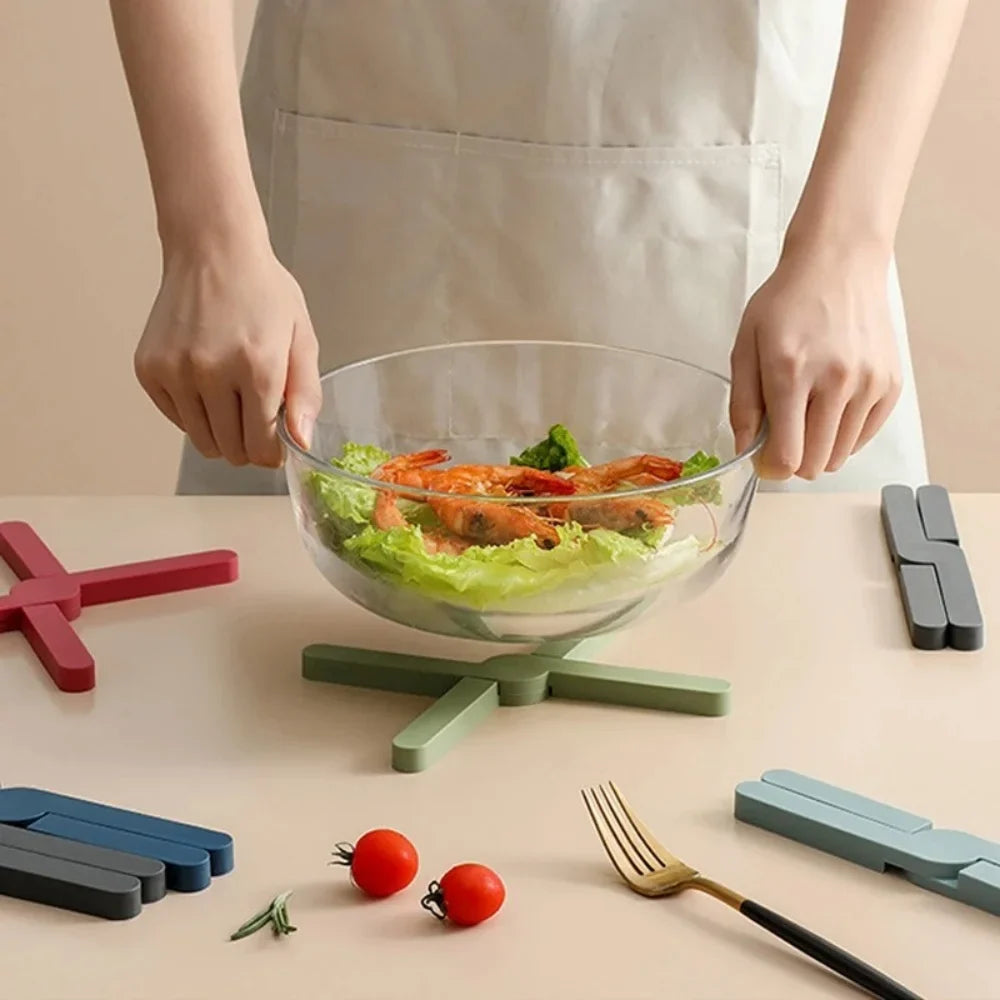 X-Shaped Foldable Silicone Trivet – Heat-Resistant Non-Slip Silicone Trivet Qme