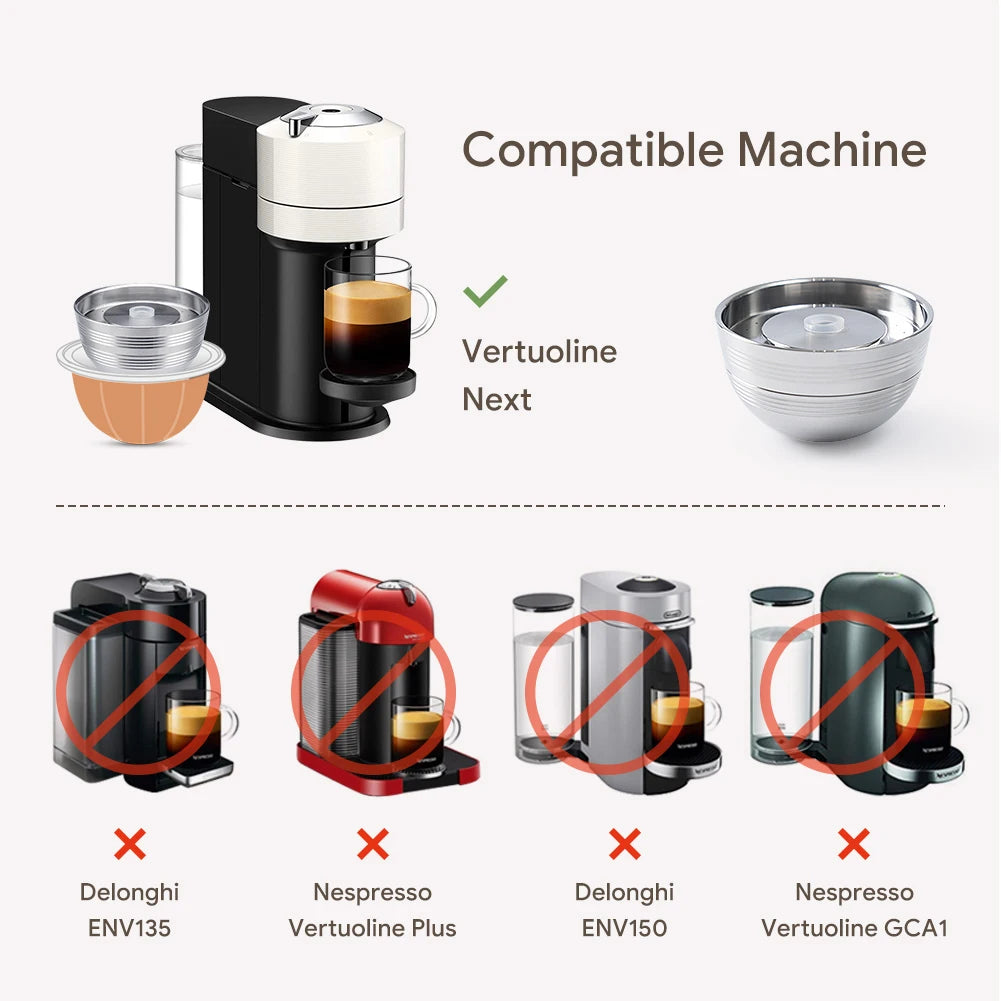 Reusable Stainless Steel Coffee Pods for Nespresso Vertuo Next Reusable Coffee Capsule Qst