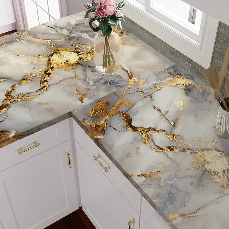 Marble Backsplash Decal – Waterproof Oil-Proof PVC Wall Sticker Kitchen Wall Decal Qme