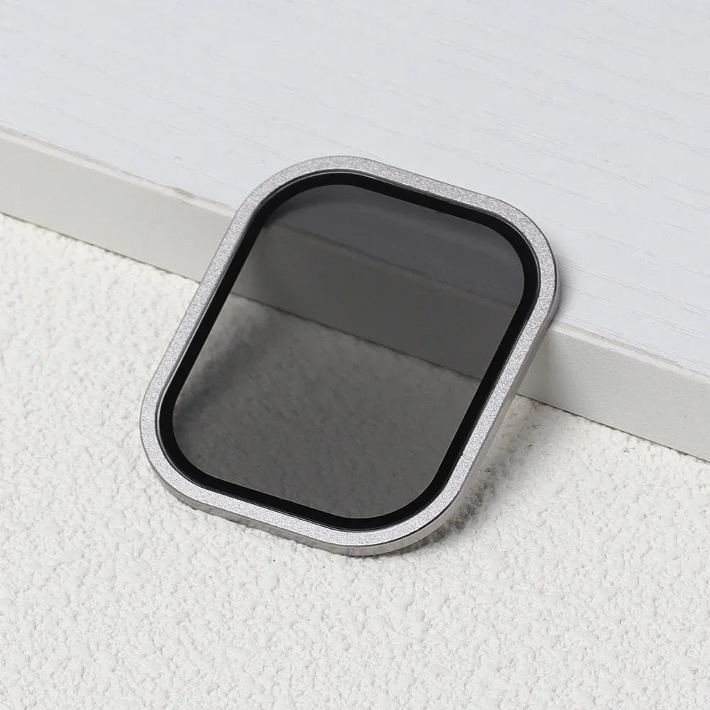 Apple Watch Ultra 2 49mm Tempered Glass Screen Protector Metal Frame Watch Screen Protector Qme AntiGlare-Titanium For Ultra 2 49mm
