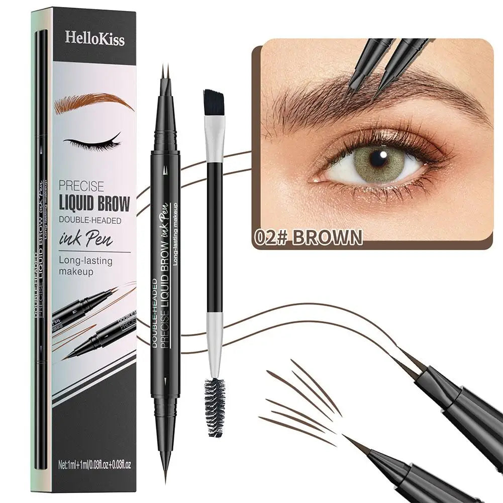 2-in-1 Waterproof Eyebrow Pencil & Liquid Curved Pen Eyebrow Pencil Qme 02 brown CN