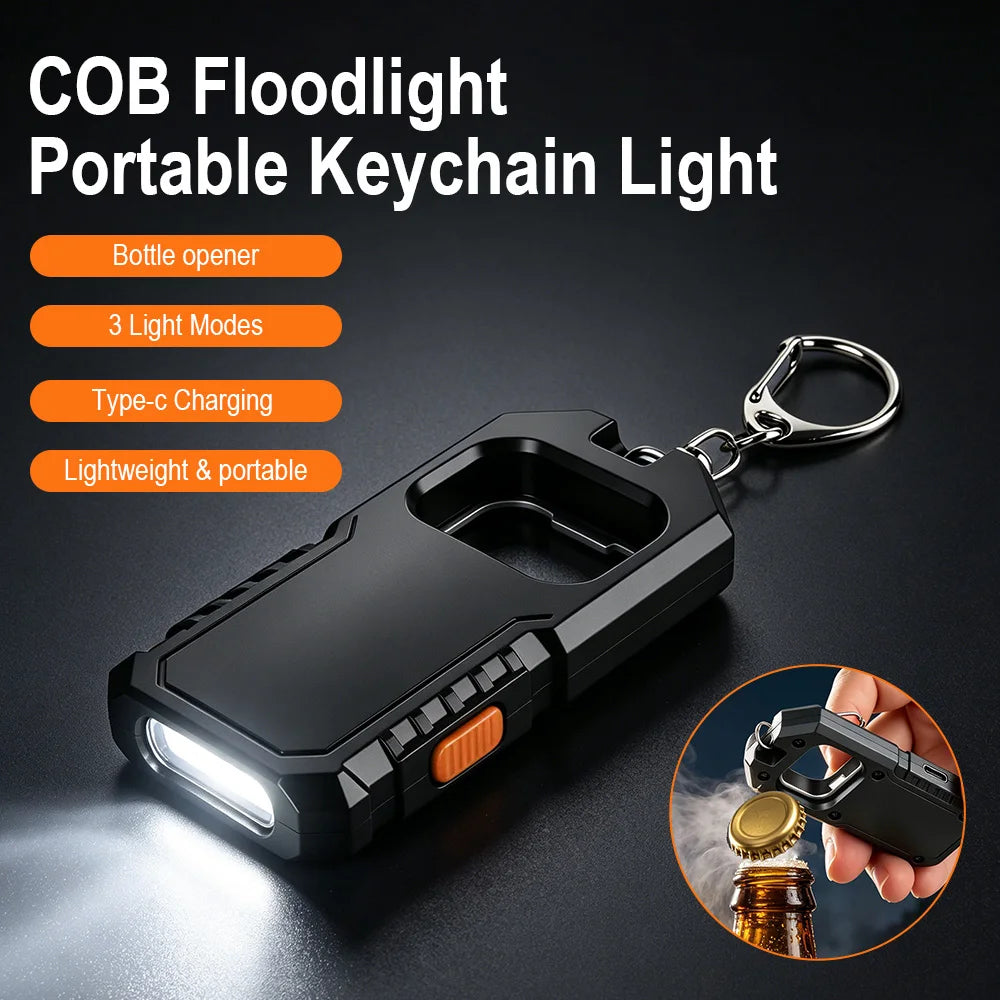 BORUiT Mini LED Keychain Flashlight, Bottle Opener, Type-C LED Keychain Flashlight Qst