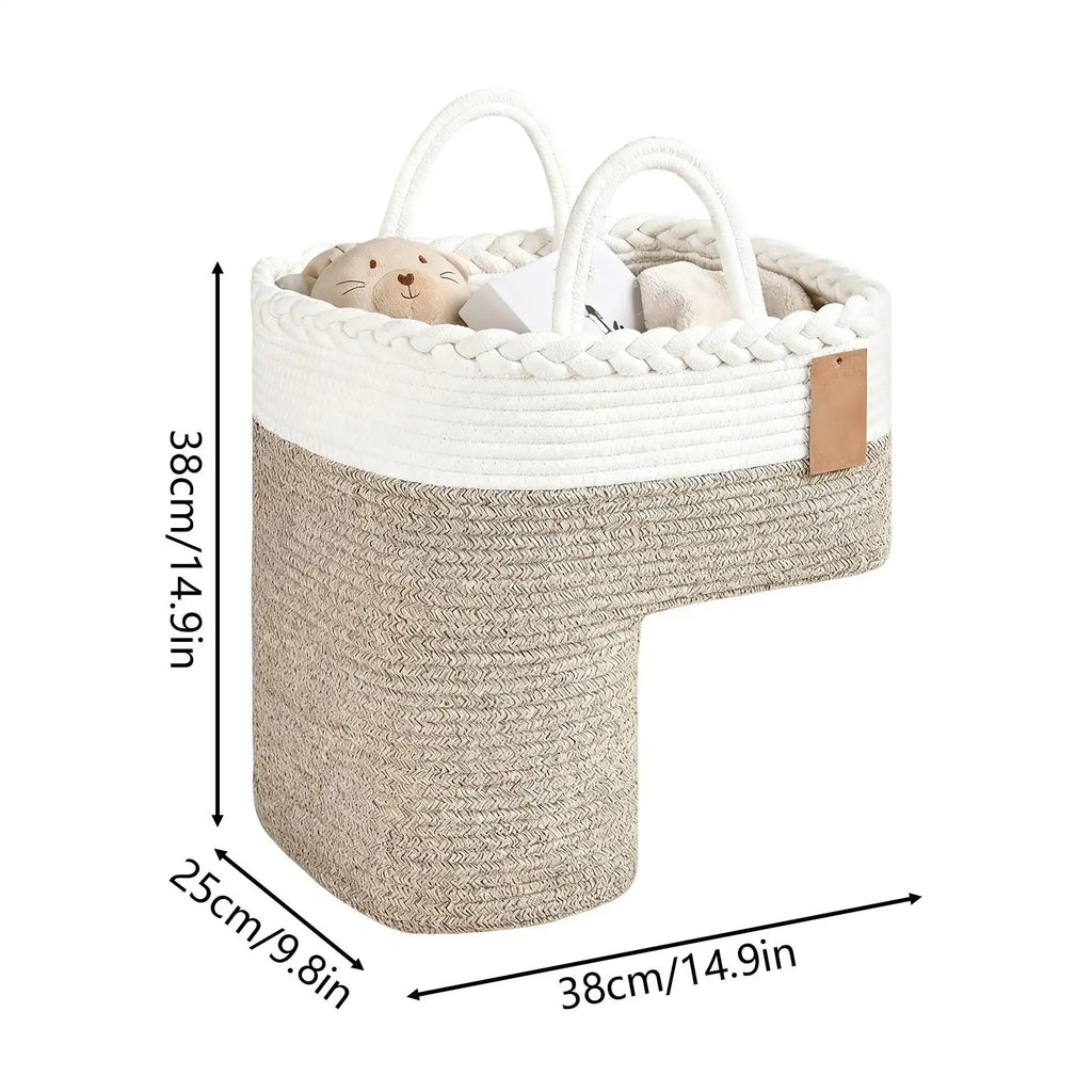 Foldable Woven Stair Basket Large Capacity Step Organizer Woven Storage Basket Qme