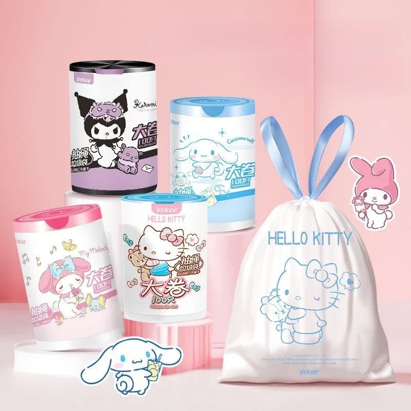 Hello Kitty Kuromi Heavy-Duty Drawstring Trash Bags Drawstring Trash Bags Qme