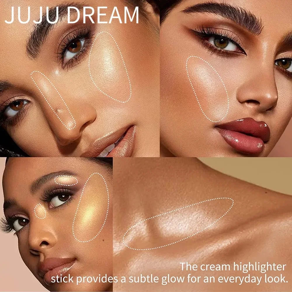 Glowy Highlighter Stick – Shimmer, Waterproof, Long-Lasting Highlighter Stick Qme