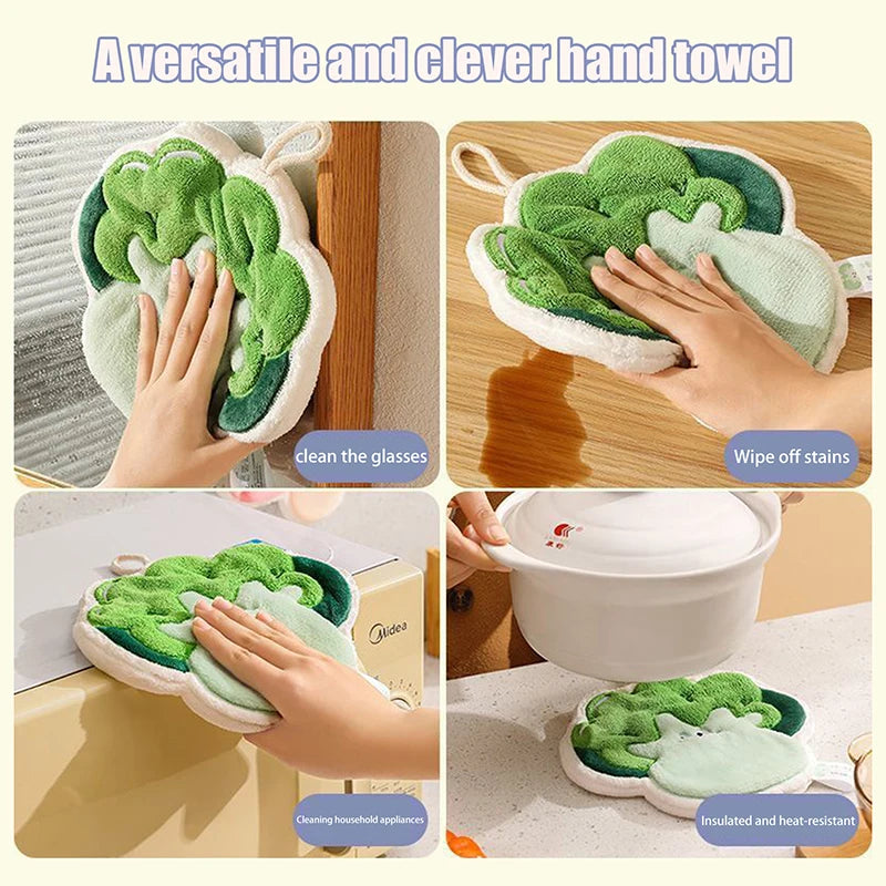 Cartoon Vegetable Hand Towels – Soft Coral Velvet Kitchen Rag Kitchen Hand Towel Qst