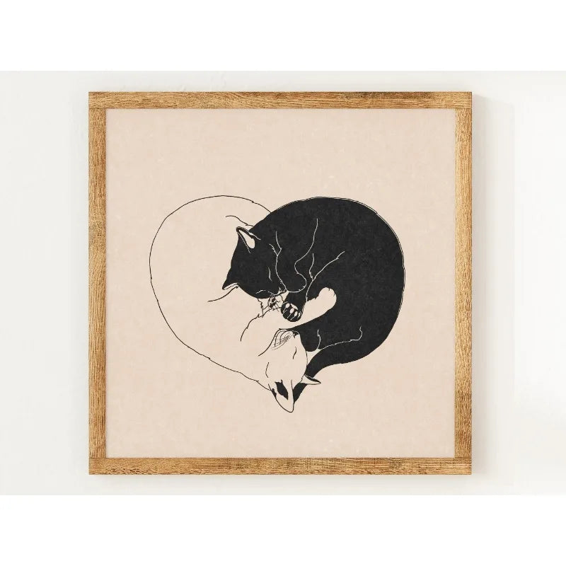 Yin Yang Cats Celestial Canvas Print – Boho Astrology Wall Art Canvas Wall Art Qst 9 20x30cm Unframed