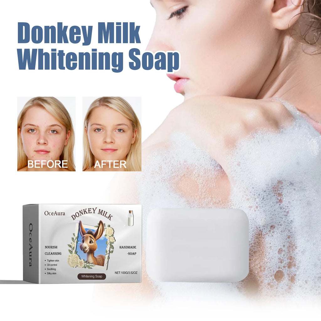 OCEAURA Donkey Milk Whitening Soap – All Skin Types Whitening Bar Soap Qst