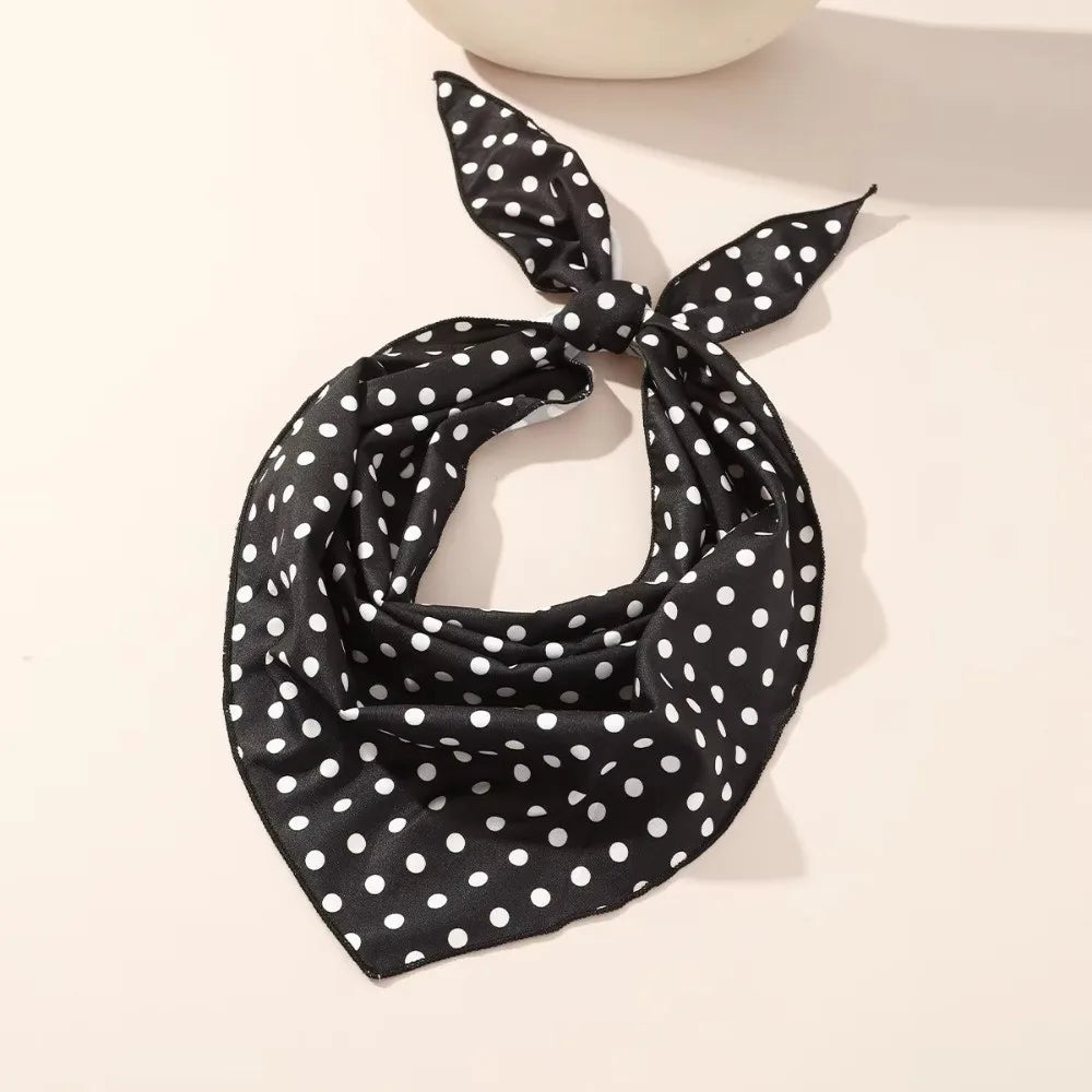 Polka Dot Triangle Scarf – Versatile Cotton Foulard Bandana Triangle Scarf Foulard Qme