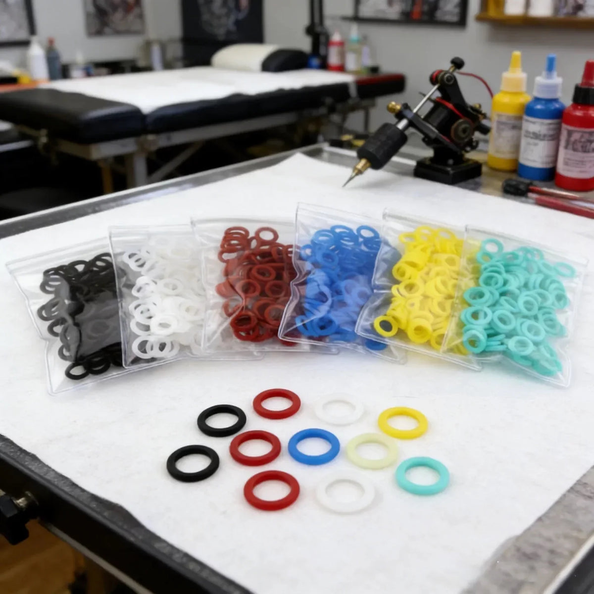 Silicone O-Rings for Coil Tattoo Machine Gun – 200pcs Spring Wrap Tattoo Machine Accessories Qme